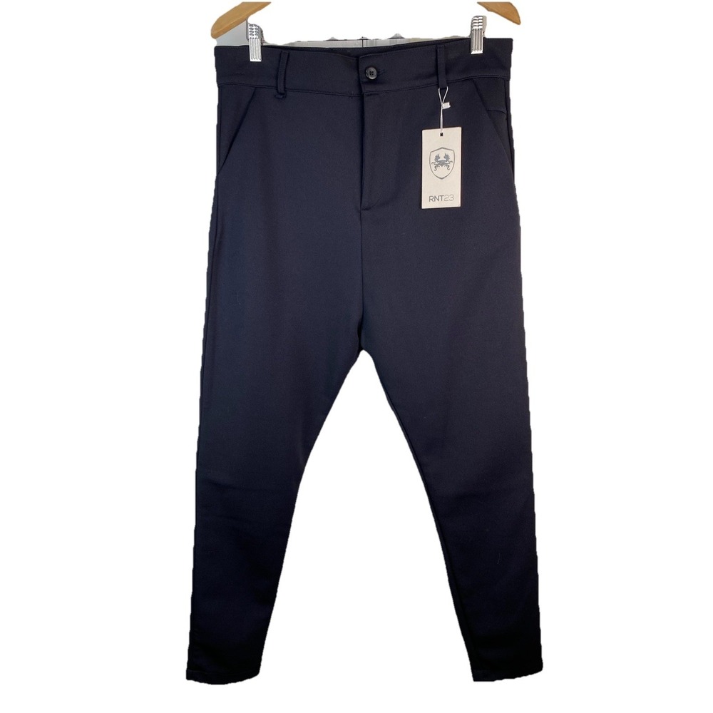 NWT RNT23 Men's M Black Cotton Polyester Blend Drop Crotch Tapered Leg Pants